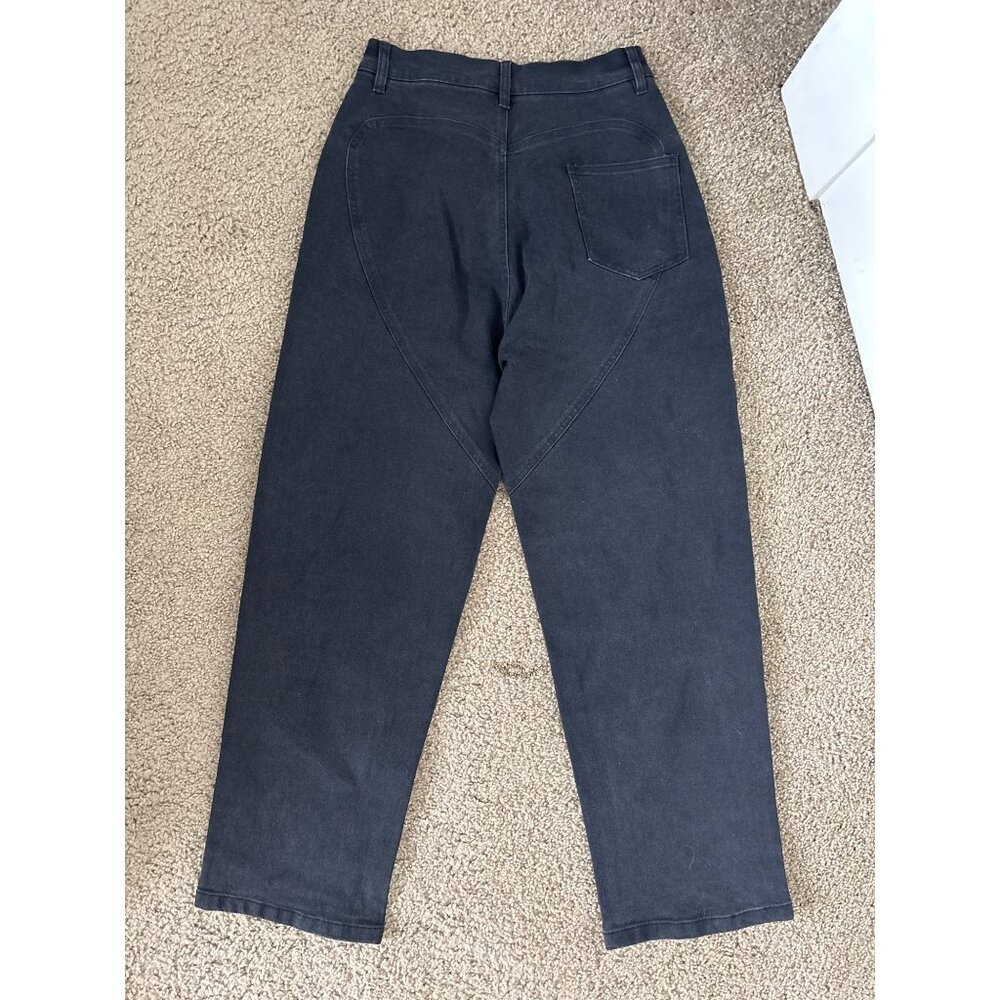 Amazon Black High-Waisted Jeans With Rhinestone Fringe Thigh Slit, new w tags - Picture 4 of 5